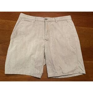 Size 34 Johhnie O Cotton Blend Light Gray Flat Front Shorts